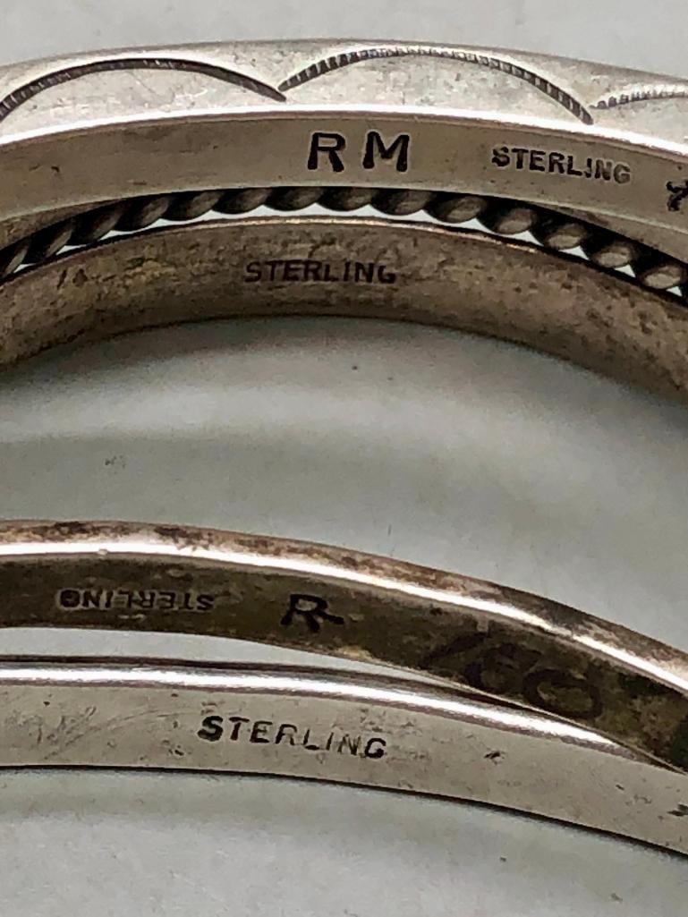 Seven Sterling Silver Stacker Bracelets - 6