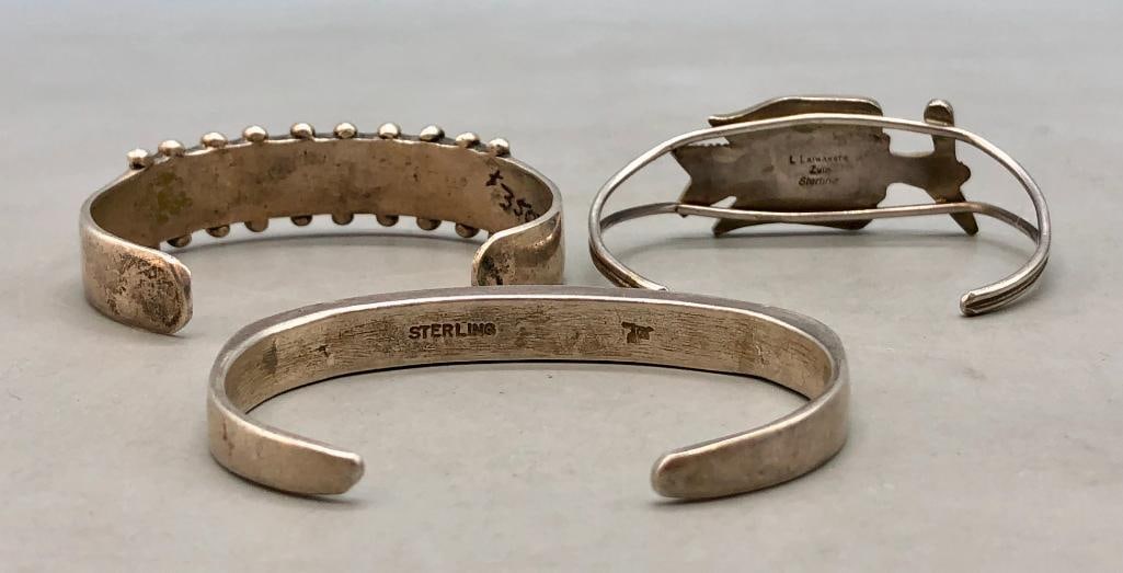 Three Sterling Silver Inlay Bracelets - 5