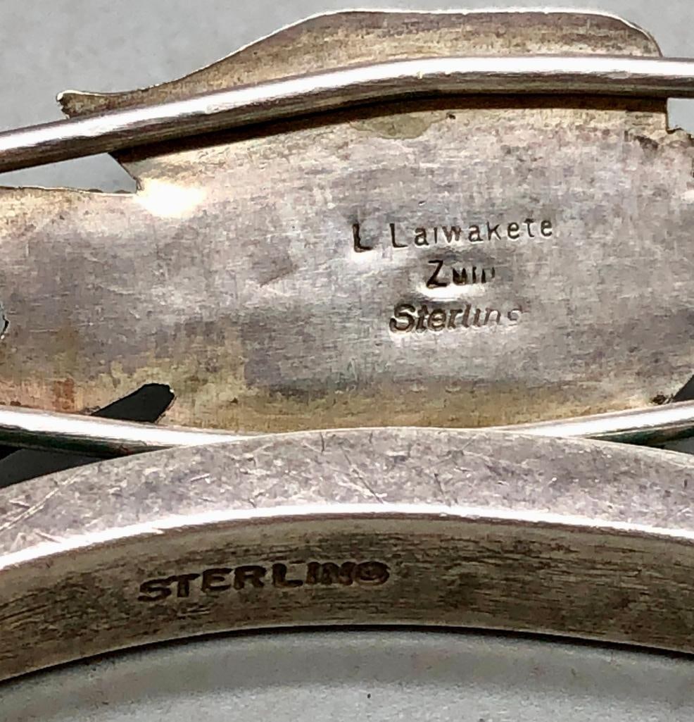 Three Sterling Silver Inlay Bracelets - 7