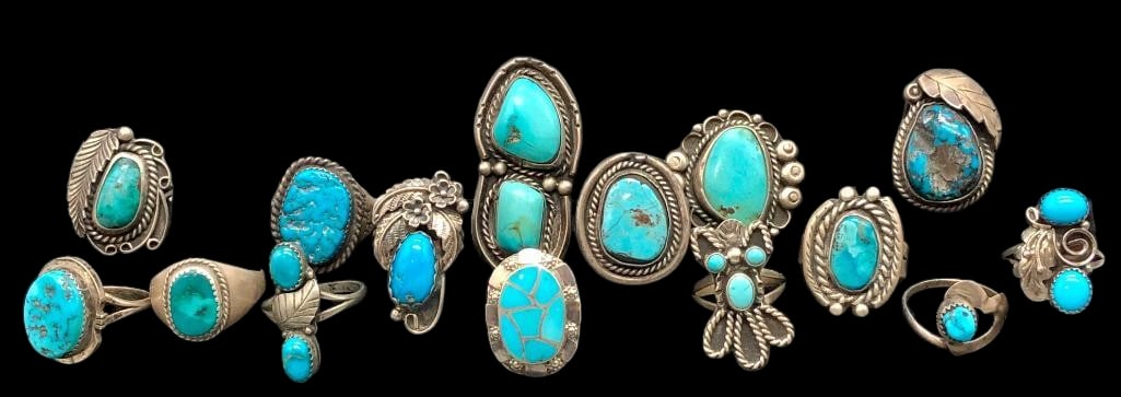 15 Sterling Silver And Turquoise Rings (1 of 16)