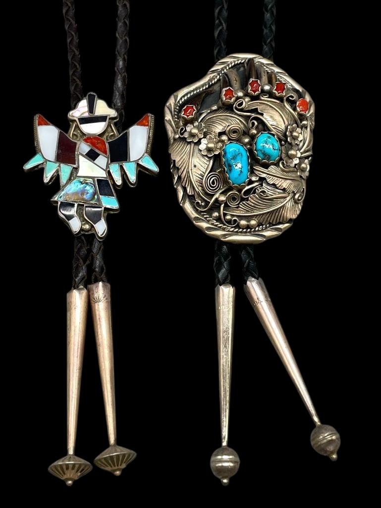 Two Sterling Silver Bolo Ties with Various Settings (1 of 13)