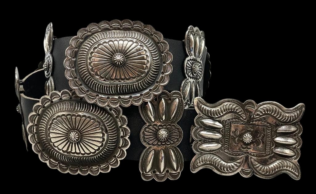 Sterling Silver Repousse And Stamped Concho Belt (1 of 10)