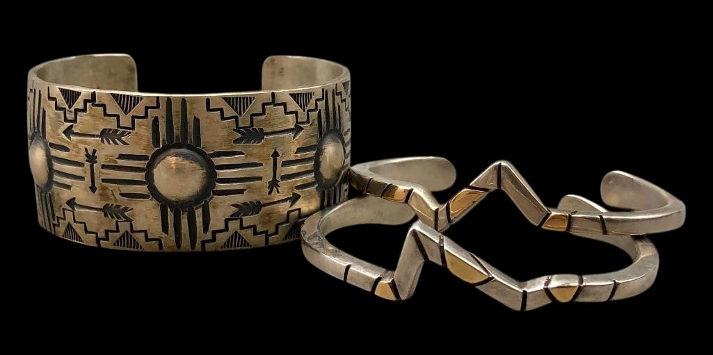 Two Sterling Silver Ronnie Henry Bracelets And One Sterling Silver Ronnie Willie Cuff Bracelet (1 of 10)