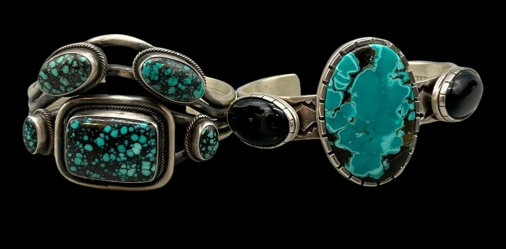 Two Sterling Silver And Turquoise Bracelets (1 of 11)