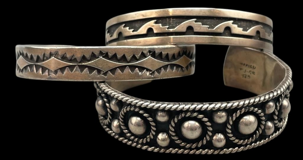 Three Sterling Silver Bracelets With Various Designs (1 of 11)