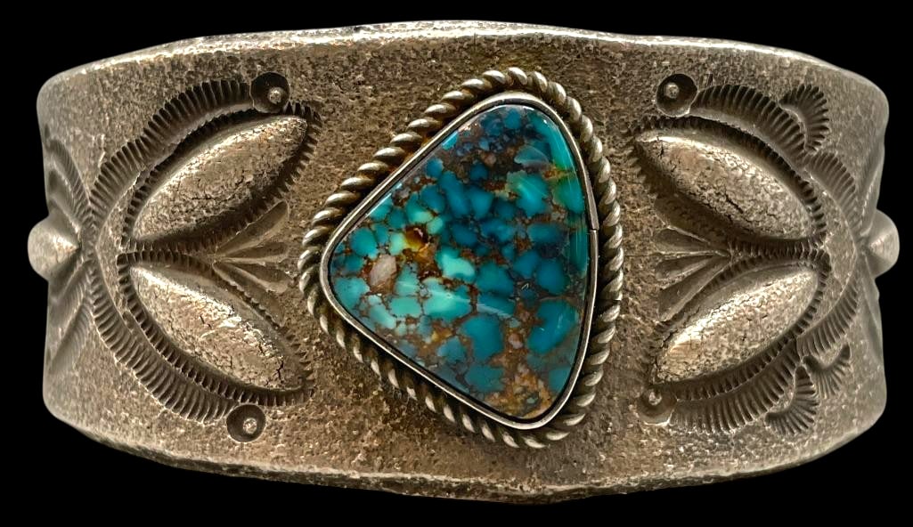 Sterling Silver Tufa Cast And Nice Turquoise Bracelet (1 of 9)