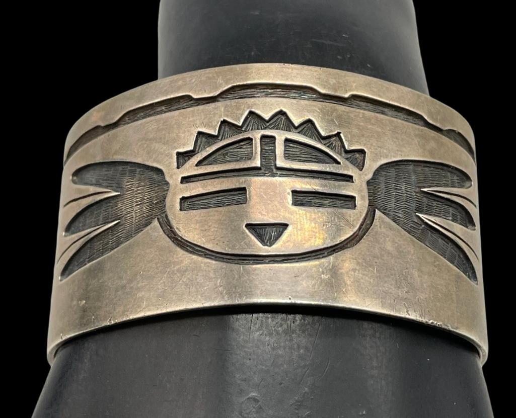 Sterling Silver Hopi Overlay Bracelet With Hopi Guild Stamp (1 of 9)