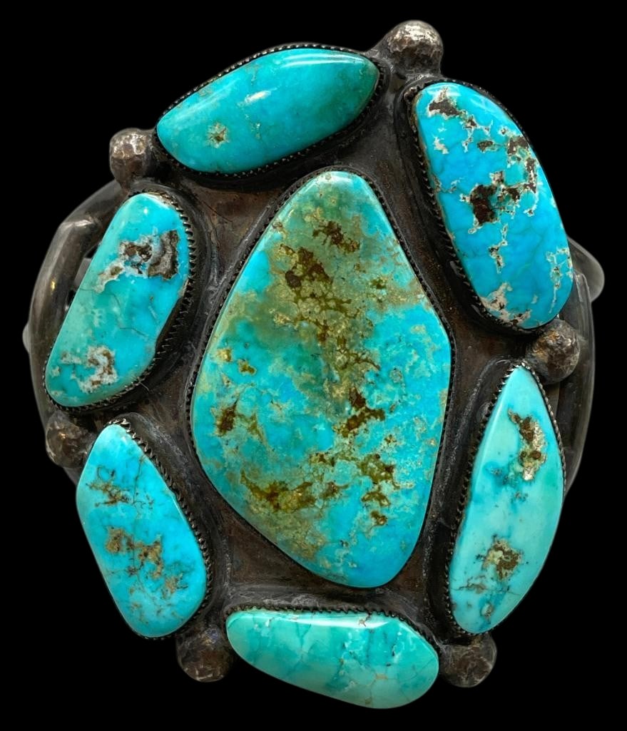 Nice Turquoise And Sterling Silver Bracelet (1 of 9)