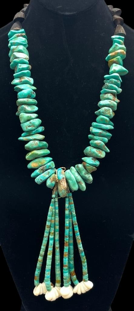 Statement Chunky Turquoise And Buffalo Horn Jocla Necklace Purchased In 1979 Atkinson's Trading (1 of 17)