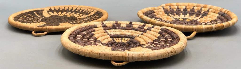 Three Eagle Theme Hopi Coil Baskets - 5