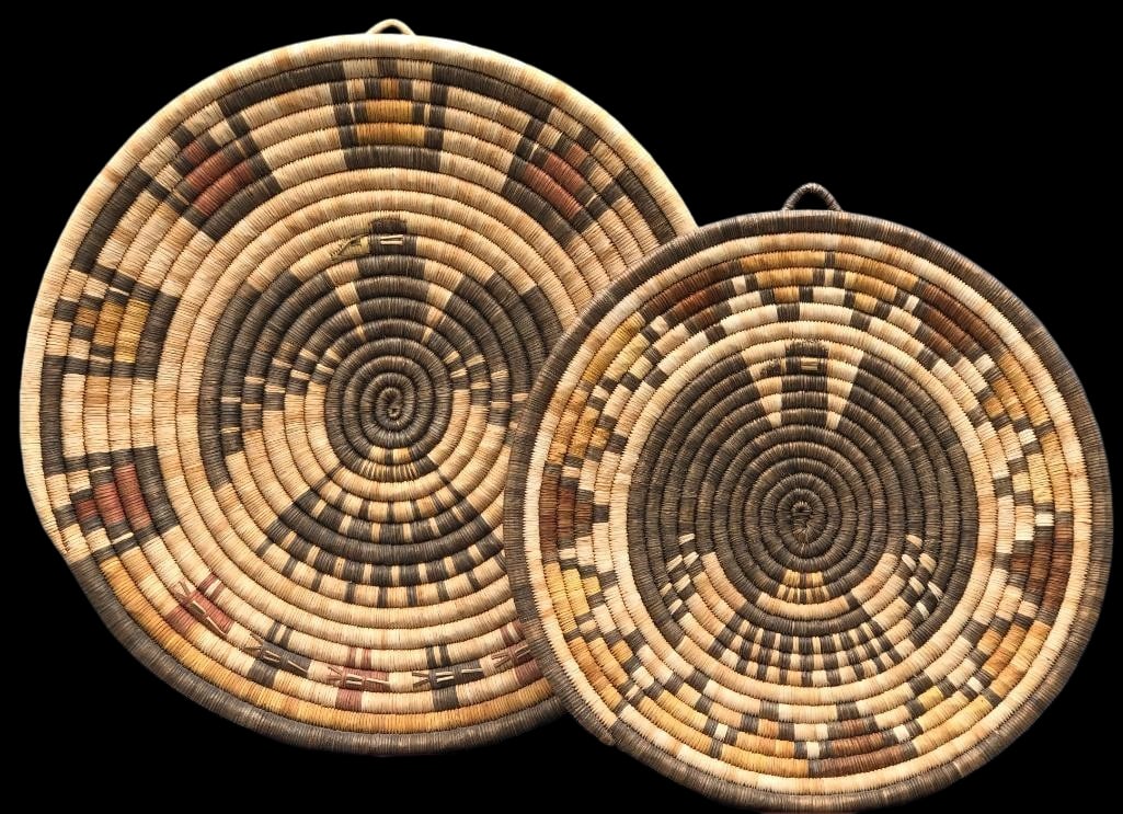 Two Eagle Theme Hopi Coil Plaque Baskets (1 of 9)