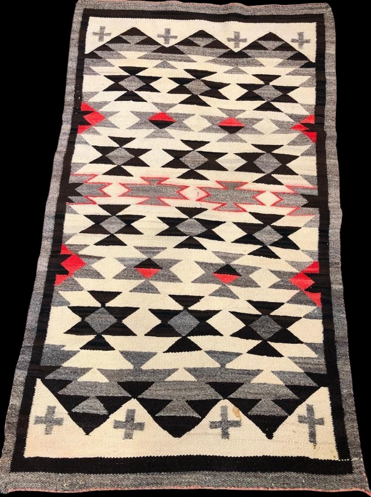 Cross And Butterfly Eyedazzler Theme Navajo Rug Circa 1940-1950s (1 of 15)