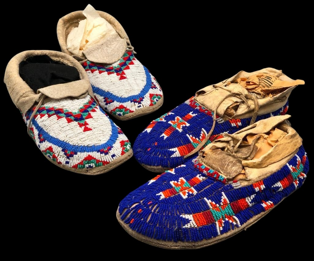 Two Pair Of Plains Beaded Moccasins Circa 1960 - 1970s (1 of 11)