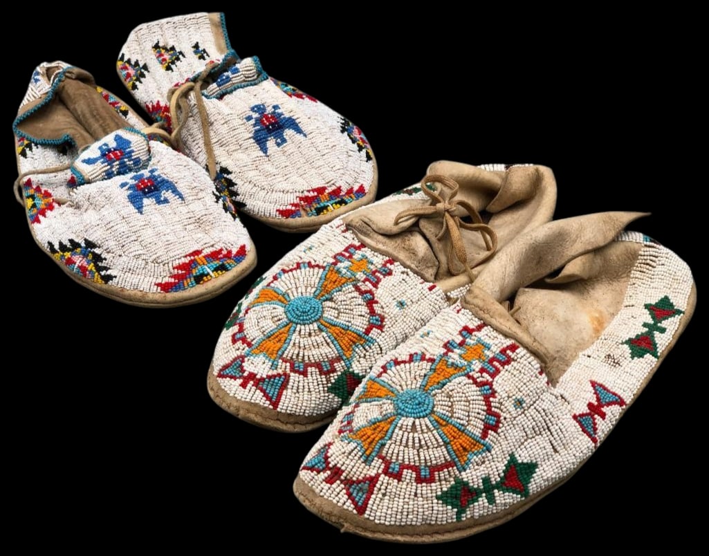 Two Pair Of Fully Beaded Plains Moccasins (1 of 13)