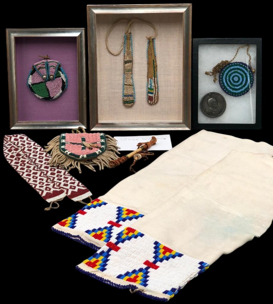 Group Of Miscellaneous Bead Work, Bone Whistle, Etc. (1 of 18)