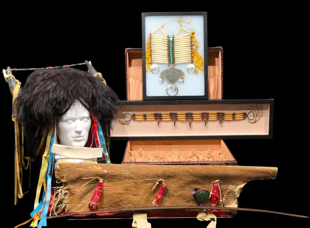 Contemporary Pow Wow Style Buffalo Head Dress, Breast Plate, Claw Choker, Bow With Quiver (1 of 15)