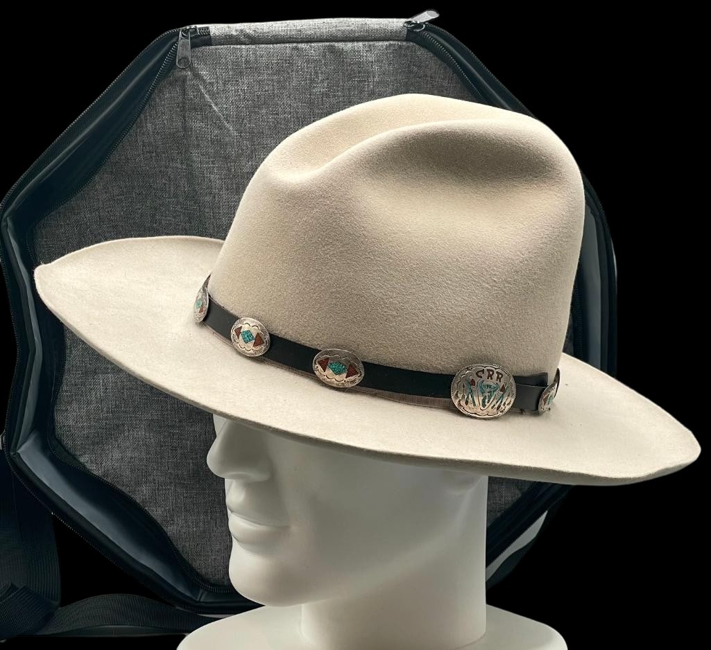 Kirkpatrick Cowboy Hat With Charlie Russel Riders Concho Style Hat Band Made For Edward Norton Ward (1 of 13)
