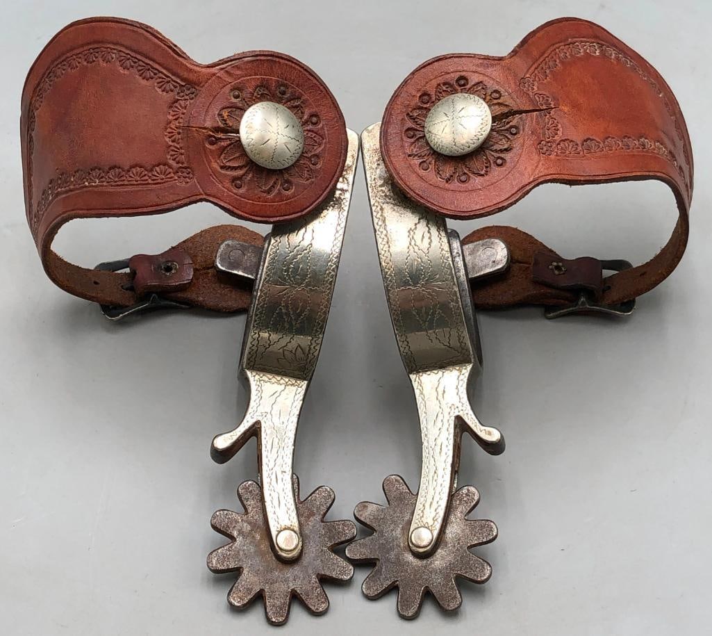 Remounted Inside Marked Crockett Spurs - 14