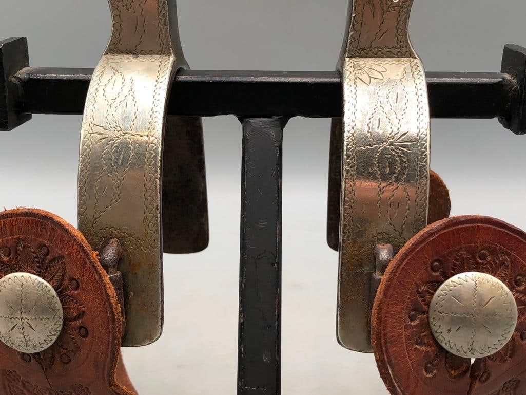 Remounted Inside Marked Crockett Spurs - 3