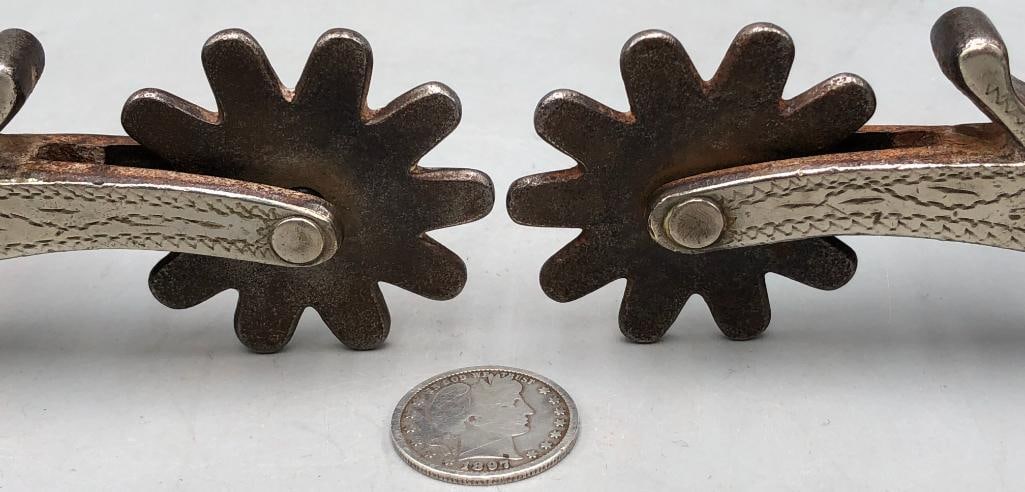 Remounted Inside Marked Crockett Spurs - 9