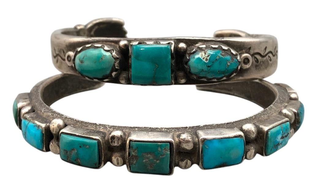 Two Coin Silver Ingot And Turquoise Bracelets By Jock Favour (1 of 10)