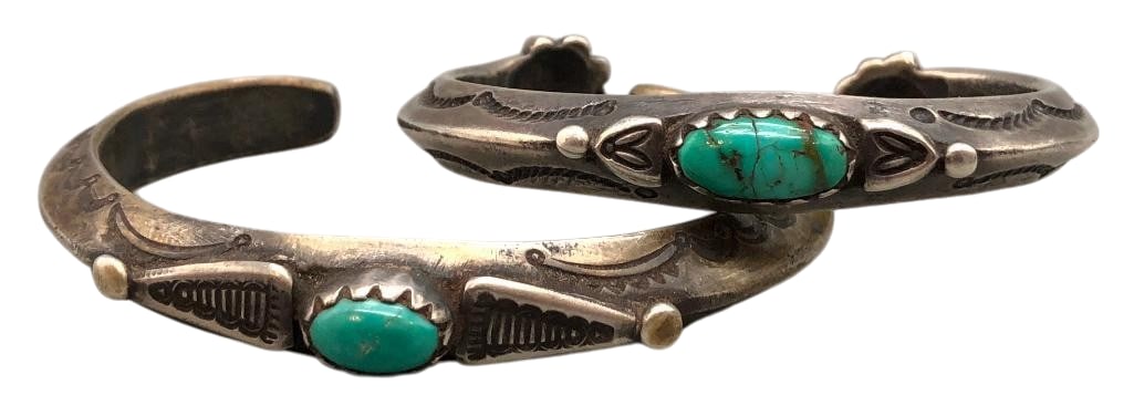 Two Coin Silver Ingot & Turquoise Bracelets By Jock Favour (1 of 11)