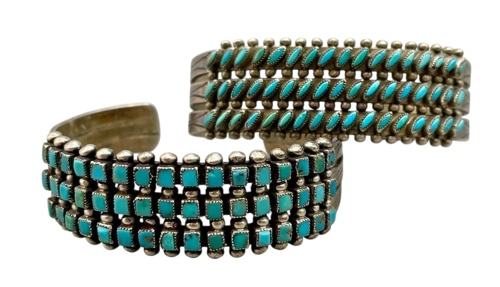 Two Vintage Zuni Turquoise And Sterling Silver Bracelets (1 of 12)