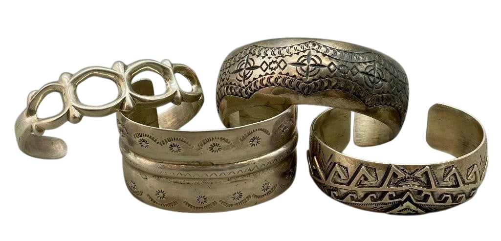 Four Sterling Silver Bracelets With Various Designs (1 of 12)