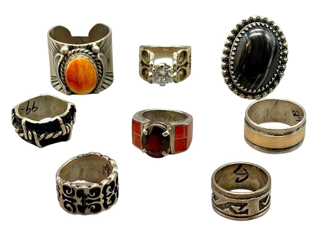 Eight Sterling Silver Rings With Various Settings (1 of 12)