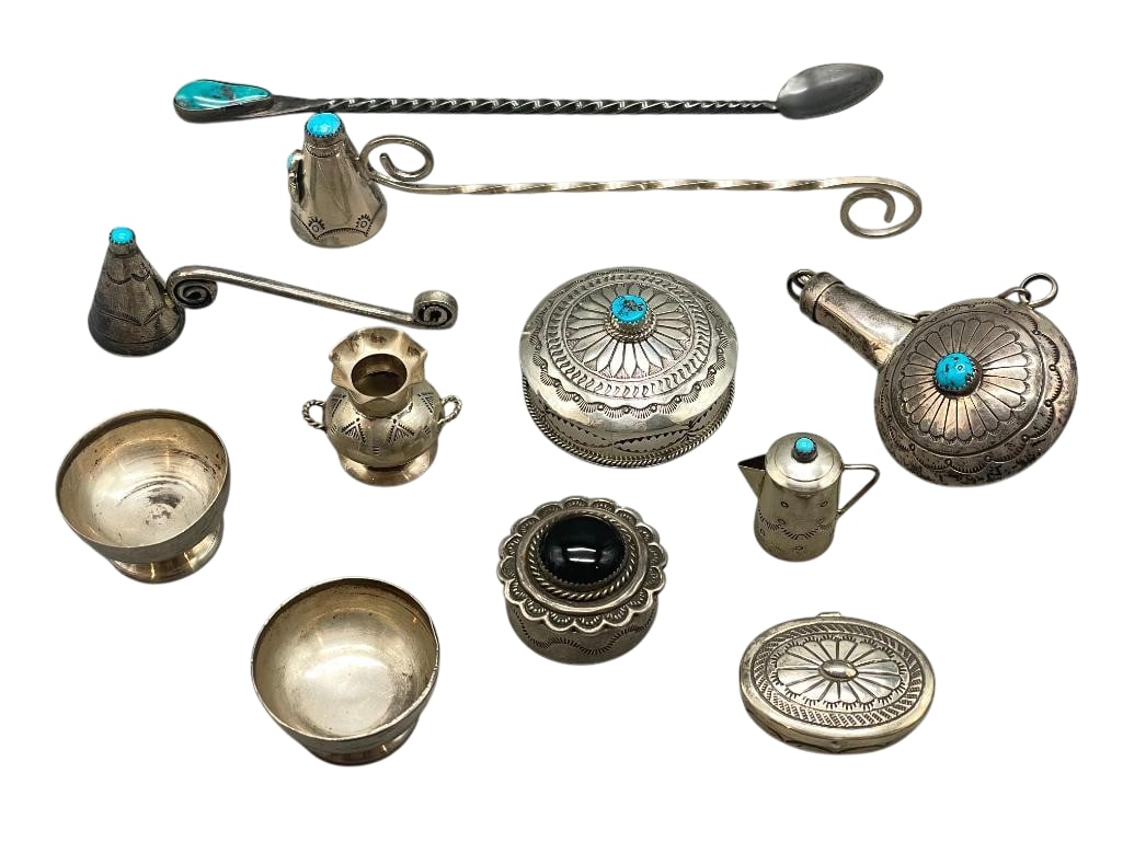 Group Of Sterling Silver Lidded Boxes, Canteens, Spoon, Etc. (1 of 8)