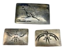 Three Sterling Silver Buckles By Willie Yazzie Sr. (1 of 9)