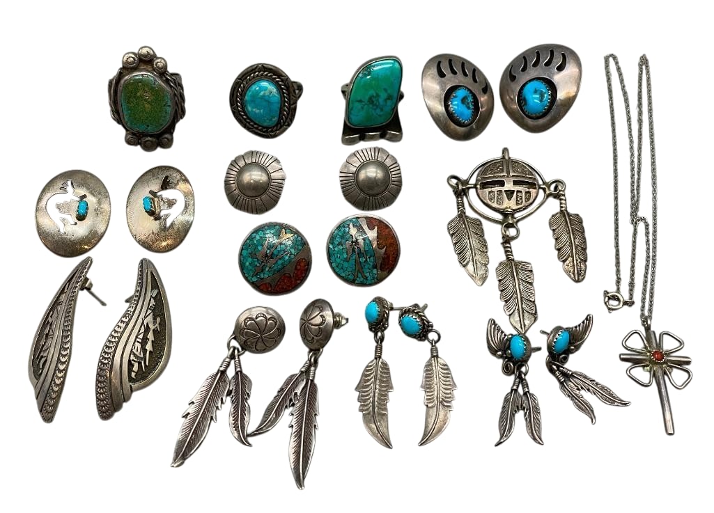 Group Of Sterling Silver Earrings, Pendants And Rings (1 of 9)