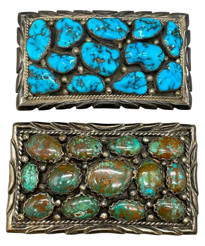 Two Sterling Silver And Turquoise Belt Buckles - One By Cecil Ashley (1 of 10)