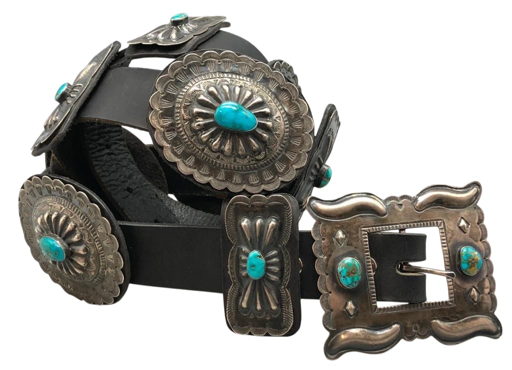 Nice Sterling Silver And Turquoise Concho Belt (1 of 13)