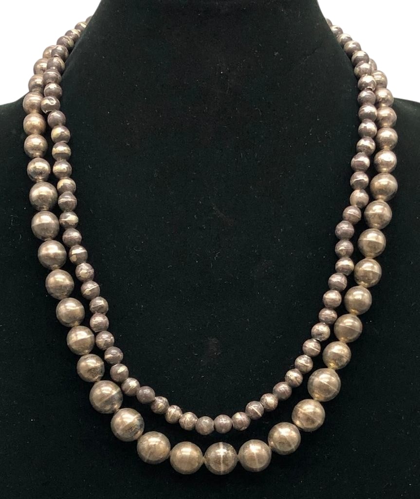 Two Sterling Silver Bead Necklaces (1 of 9)