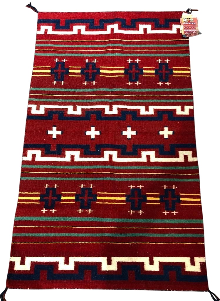 Churro Wool Serape Design Navajo Textile: Available here for your consideration is a Churro Wool Serape Design Navajo Textile. This weave was once custom made for Craig Watson (Indiana Watson) an Indian Trader that was once in Cortez Co. It&#