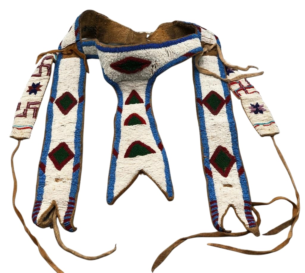 Antique Beaded Head Stall With Whirling Log Designs (1 of 16)