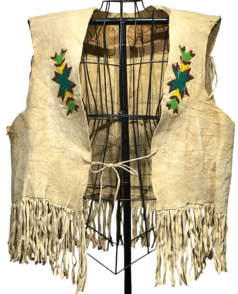 Vintage Beaded Leather Hide Vest (1 of 14)