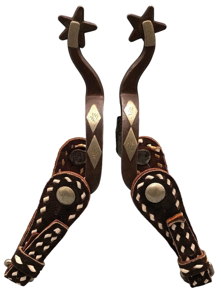 Antique Pair Of McChesney Spur With Buck Stitched Straps (1 of 14)