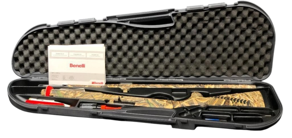 Benelli Super Black Eagle 20 Gauge Shotgun In Camo Case: For your bidding pleasure is a like new, Benelli Super Black Eagle 20 gauge shotgun with camo case. This is a lightweight premium semi automatic shotgun. This features inertia driven action, recoil
