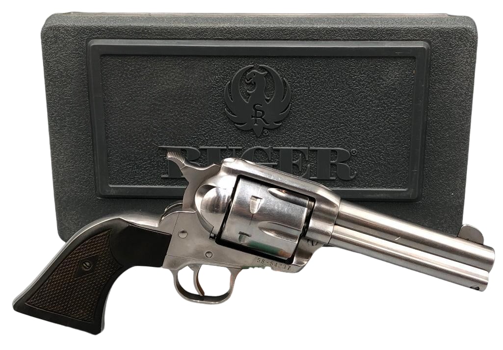 Ruger Vaquero .45 Caliber Stainless Steel SAA Revolver With Sequential Serial Numer to Lot 499: For your bidding pleasure is a Ruger Vaquero .45 caliber stainless steel SAA revolver with case and please note this weapon is one serial number less than the next lot. This firearm was designed to re
