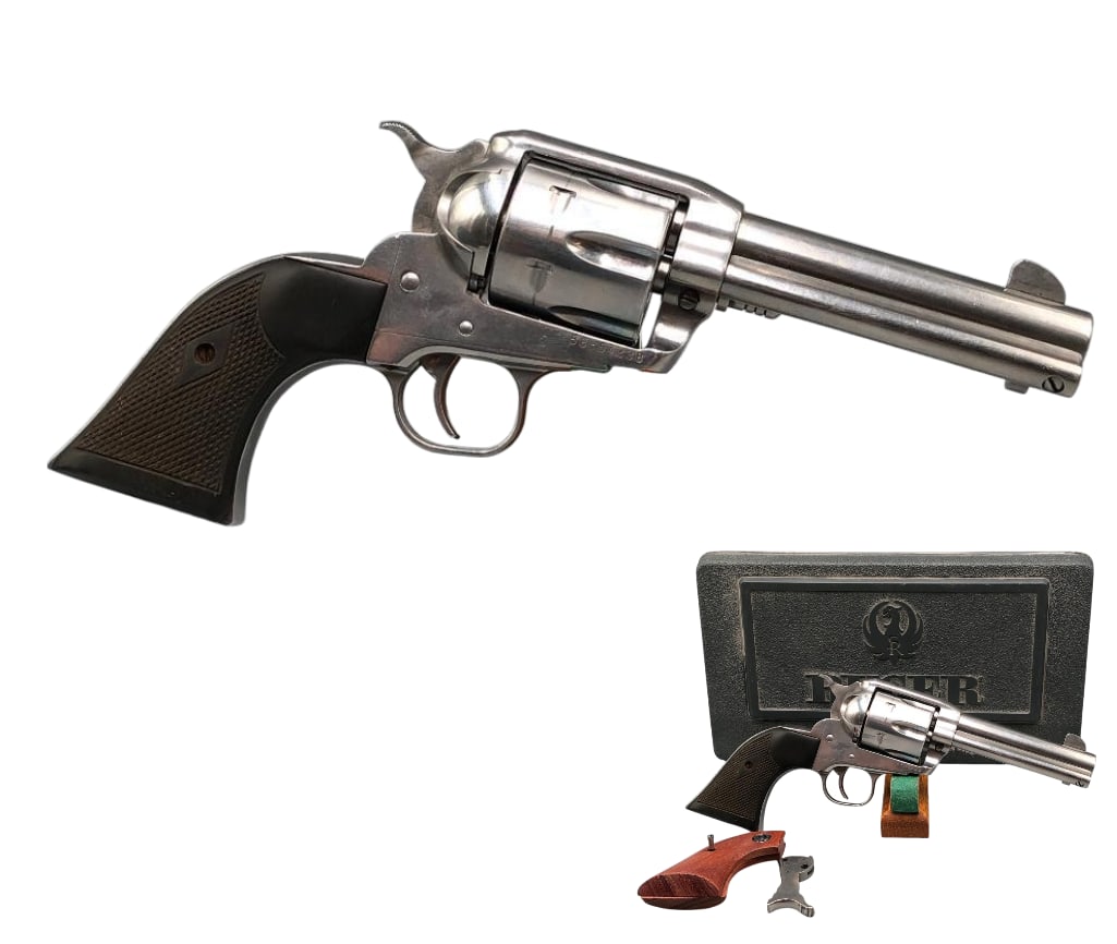 Ruger Vaquero .45 Caliber Stainless Steel Sequential Serial Number With Lot 498: For your bidding pleasure is a Ruger Vaquero .45 caliber stainless steel SAA revolver with case. This piece is serial numbered one digit after lot 498. The firearm was designed to replicate the 19th c
