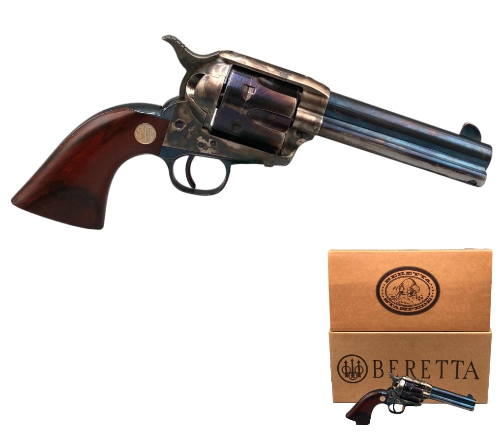 Beretta Stampede .45 Caliber Single Action Army Revolver: For your bidding pleasure is a like new, Beretta Stampede .45 caliber SAA revolver with box. According to family, this had special action work done for CMSA champion Billy Montgomery. The revolver is 