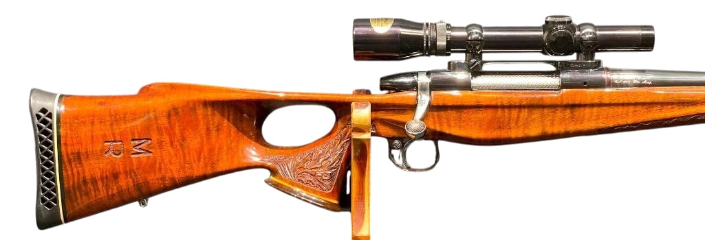 Highly Custom H. Lawson .458 Winchester Magnum Hunting Rifle With Burris Optics: For your bidding pleasure is highly custom Henry Lawson .458 Winchester magnum hunting rifle with Burris optics. Made for very large game hunting, this is a Henry Lawson custom bolt action rifle. This