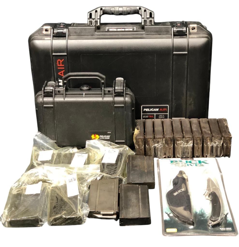 Pelican Air Travel Case With Pistol Case 18 Various Magazines And Buck Knife (1 of 6)