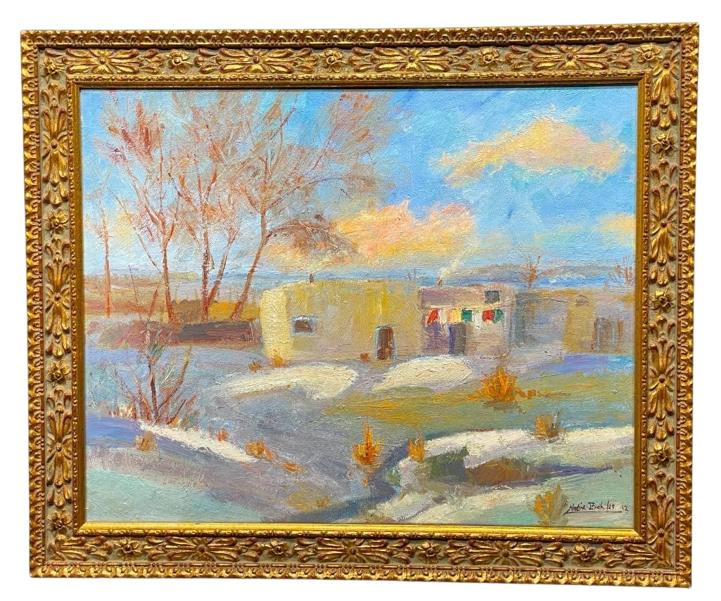 Pueblo Scene Original Oil Painting By Nadine Leo (1 of 9)