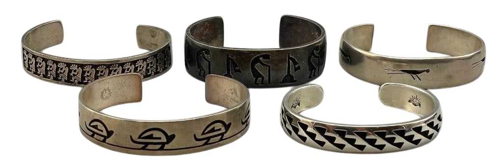 Five Hopi Sterling Silver Cuff Bracelets (1 of 12)