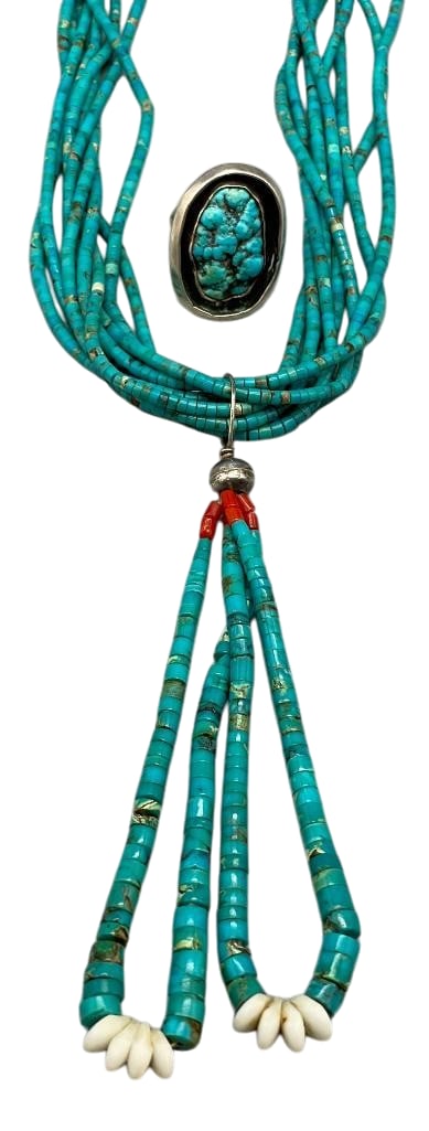Turquoise Multi Strand Necklace With Jocla And Ring (1 of 19)