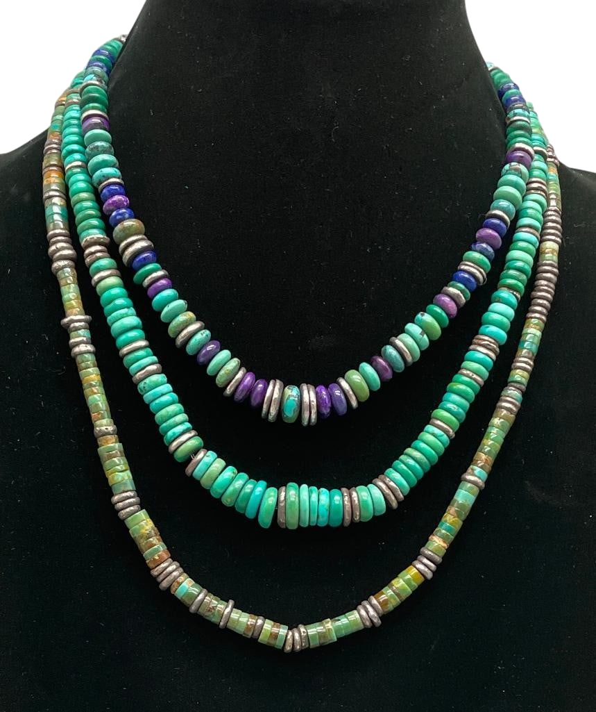 Three Turquoise And Multi Stone Necklaces (1 of 9)