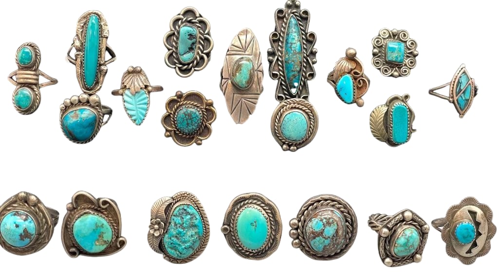 Group Of 20 Sterling Silver And Turquoise Rings (1 of 15)